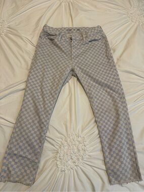 Old Navy Kids Checkerboard Jeans - Light Blue & White
